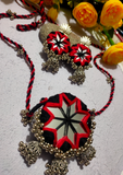 Black and Red Mirror Necklace