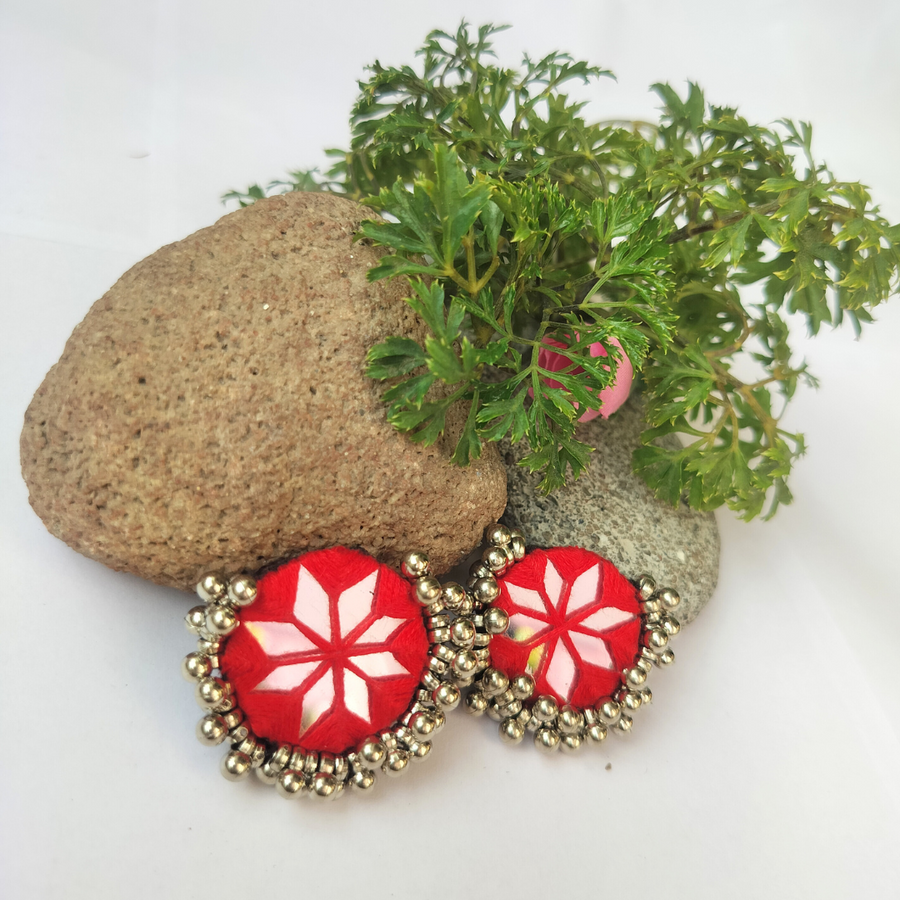 Multicolor Mirror Fabric Earrings