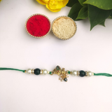 Peacock Grace – Traditional Green Rakhi