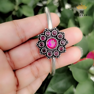 Boho Brass Bracelet – Fuchsia Pink