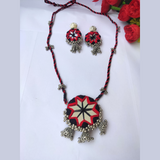 Black and Red Mirror Necklace