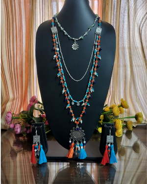 Blue-Orange Bohemian Necklace