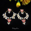 Red Lotus Pearl Hoop Earrings