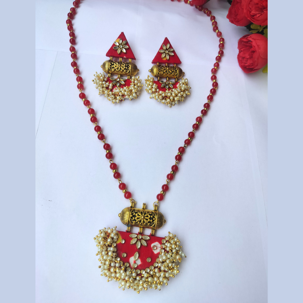 Red Fabric Necklace