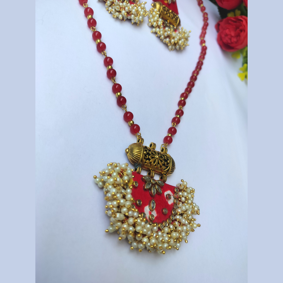 Red Fabric Necklace