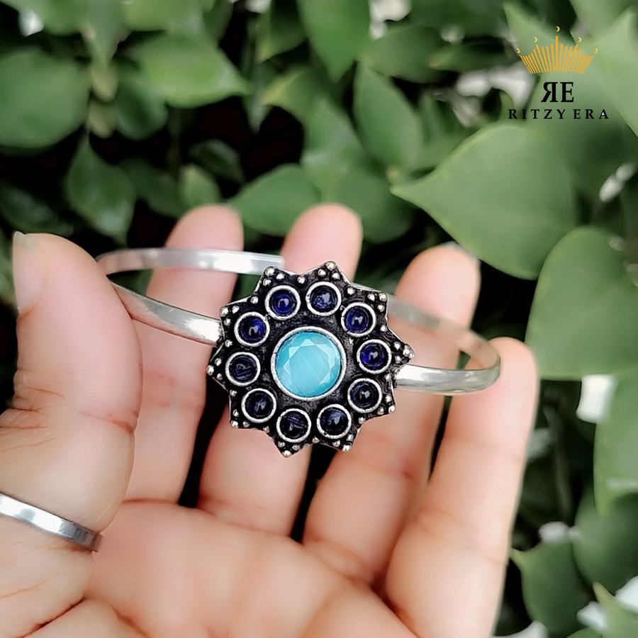 Boho Brass Bracelet – Oceanic Blue