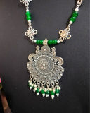 Dark Green Long Necklace Set