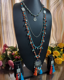 Blue-Orange Bohemian Necklace