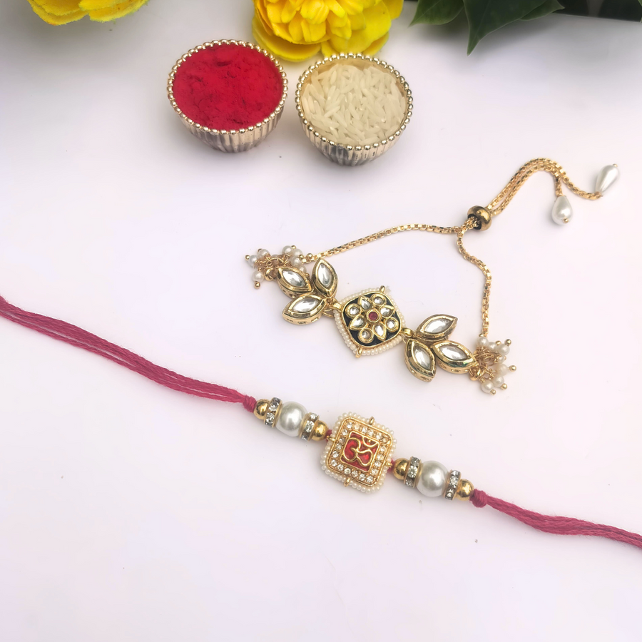 Om Pearl Bhaiya-Bhabhi Rakhi Set