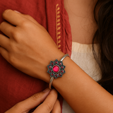 Boho Brass Bracelet – Fuchsia Pink