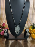 Black and Silver Long Necklace Set