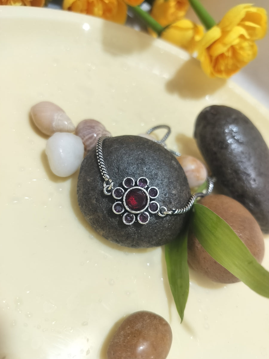 Brass Casting Silver-Plated Stone Anklet