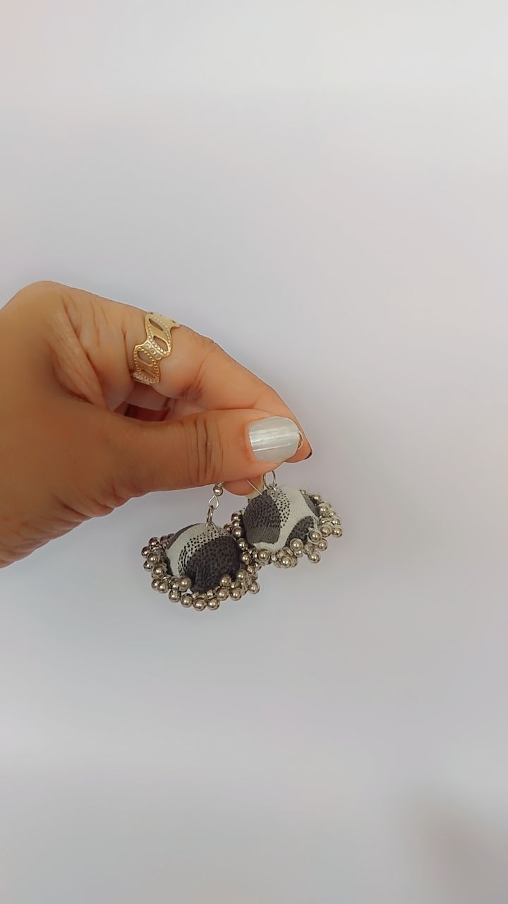 Multicolor Fabric Jhumkis