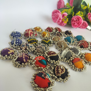Multicolor Fabric Jhumkis