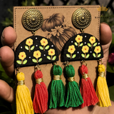 Hand- Painted Tassel Earrings – Midnight Garden