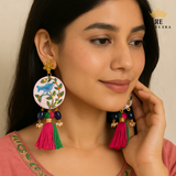 Handprinted Earrings – Bluebird on Bloom