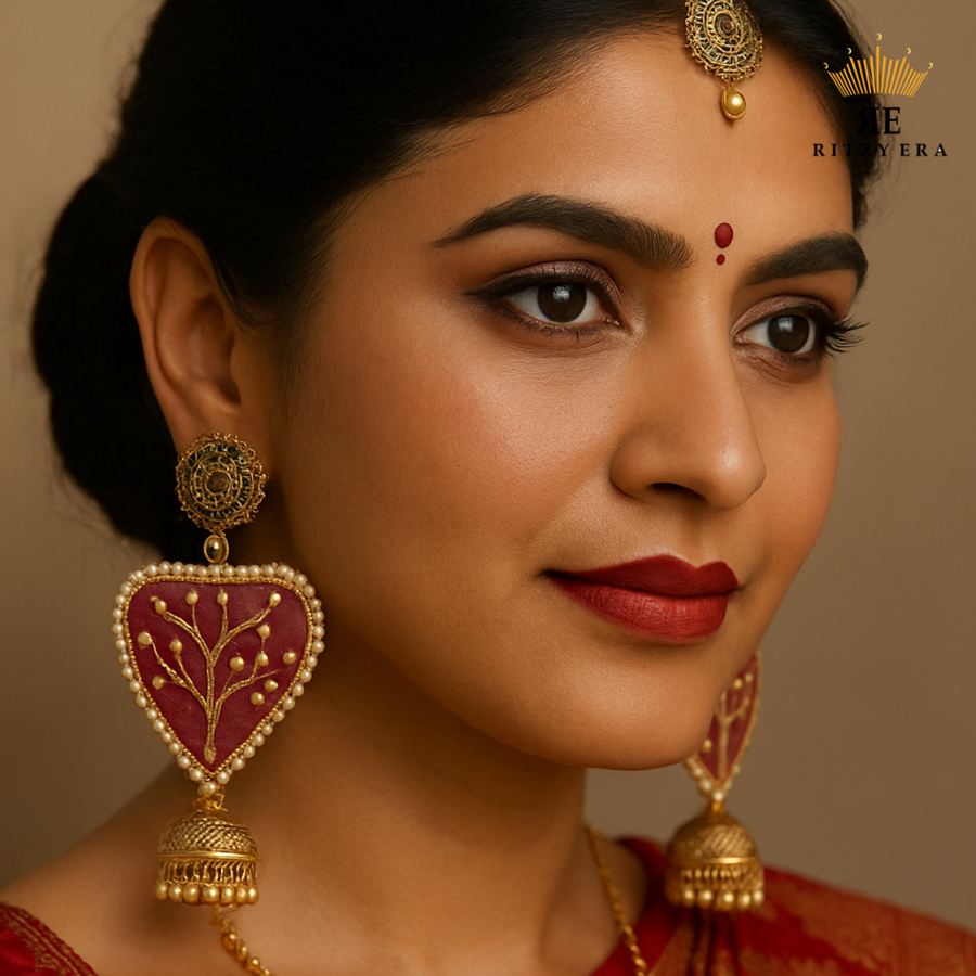 Hand-painted Maroon Earrings - Tree of Grace