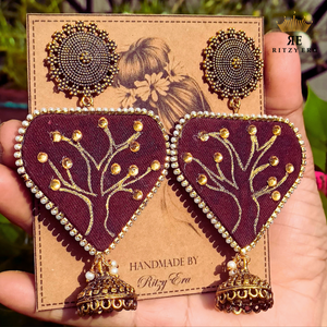 Hand-painted Maroon Earrings - Tree of Grace