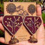 Hand-painted Maroon Earrings - Tree of Grace