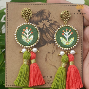 Boho Bloom – Mehendi Leaf Tassel Earrings