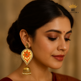 Hand-painted Yellow & Orange Jhumka Earrings