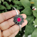 Boho Brass Bracelet – Ruby Green